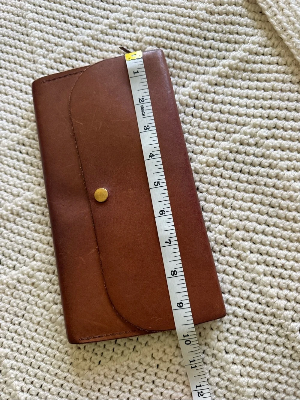 Brown Leather Zip Clutch Wallet
